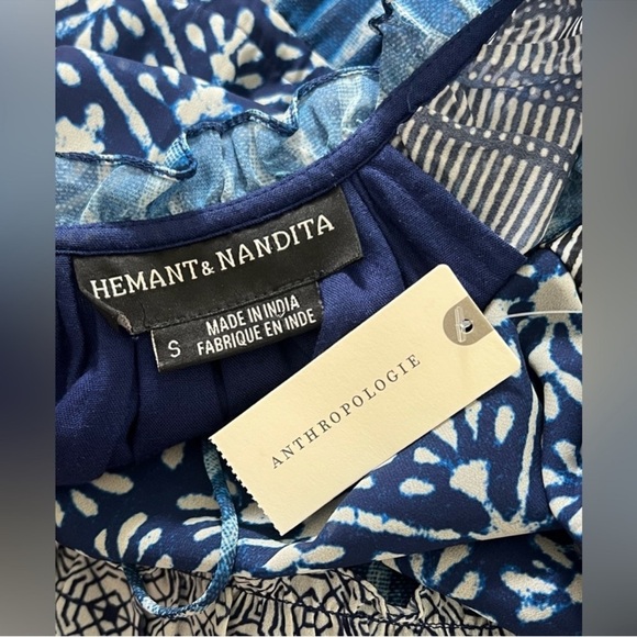 Anthropologie blue white boho Susan Tunic Dress by
Hemant & Nandita Size Small - Picture 10 of 15